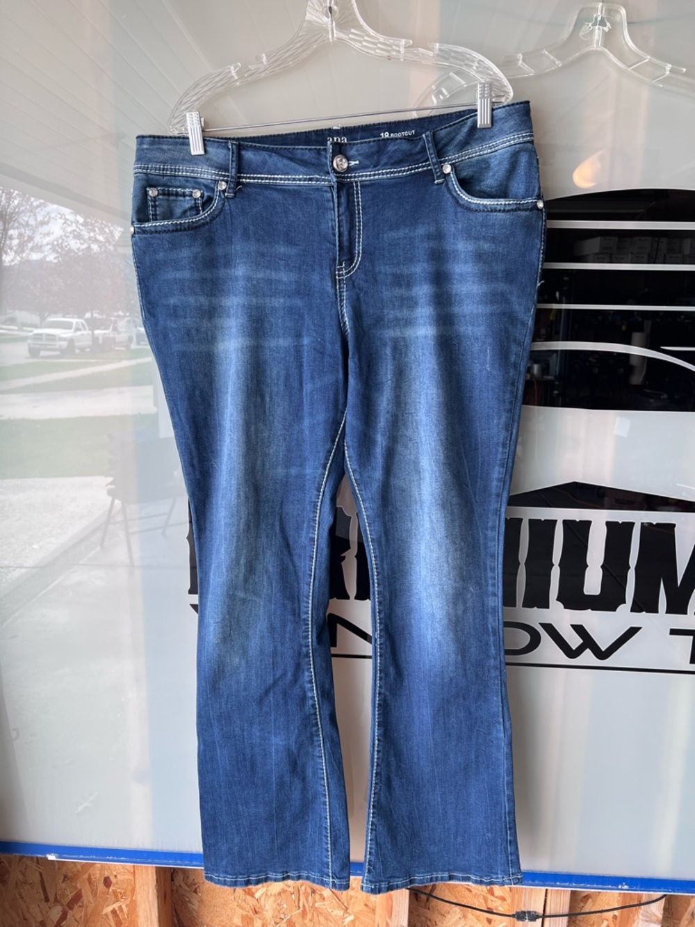 a.n.a Dark Blue Boot Cut Stretch Jeans